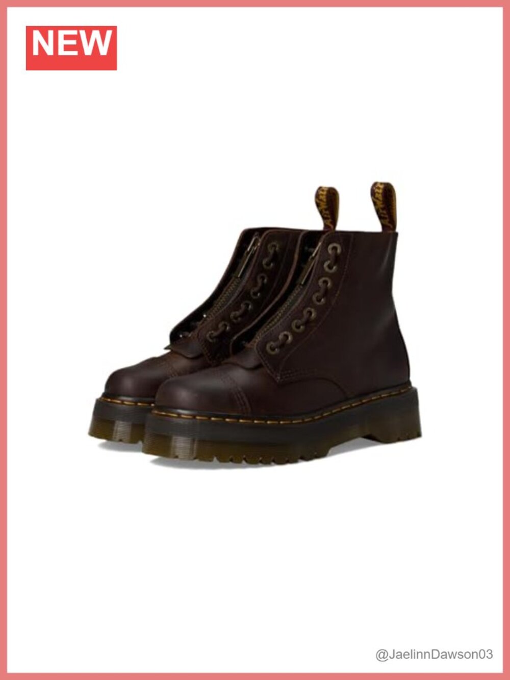 Leather Lace-Up Platform Combat Boots w/ Zip Ankle High
